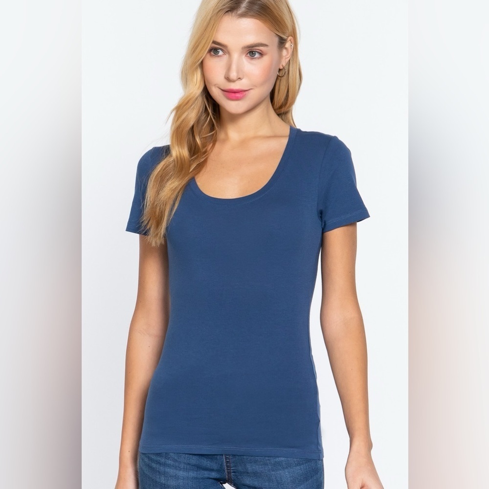 2/$5 Sale - Blue Short Sleeve Spandex Tee